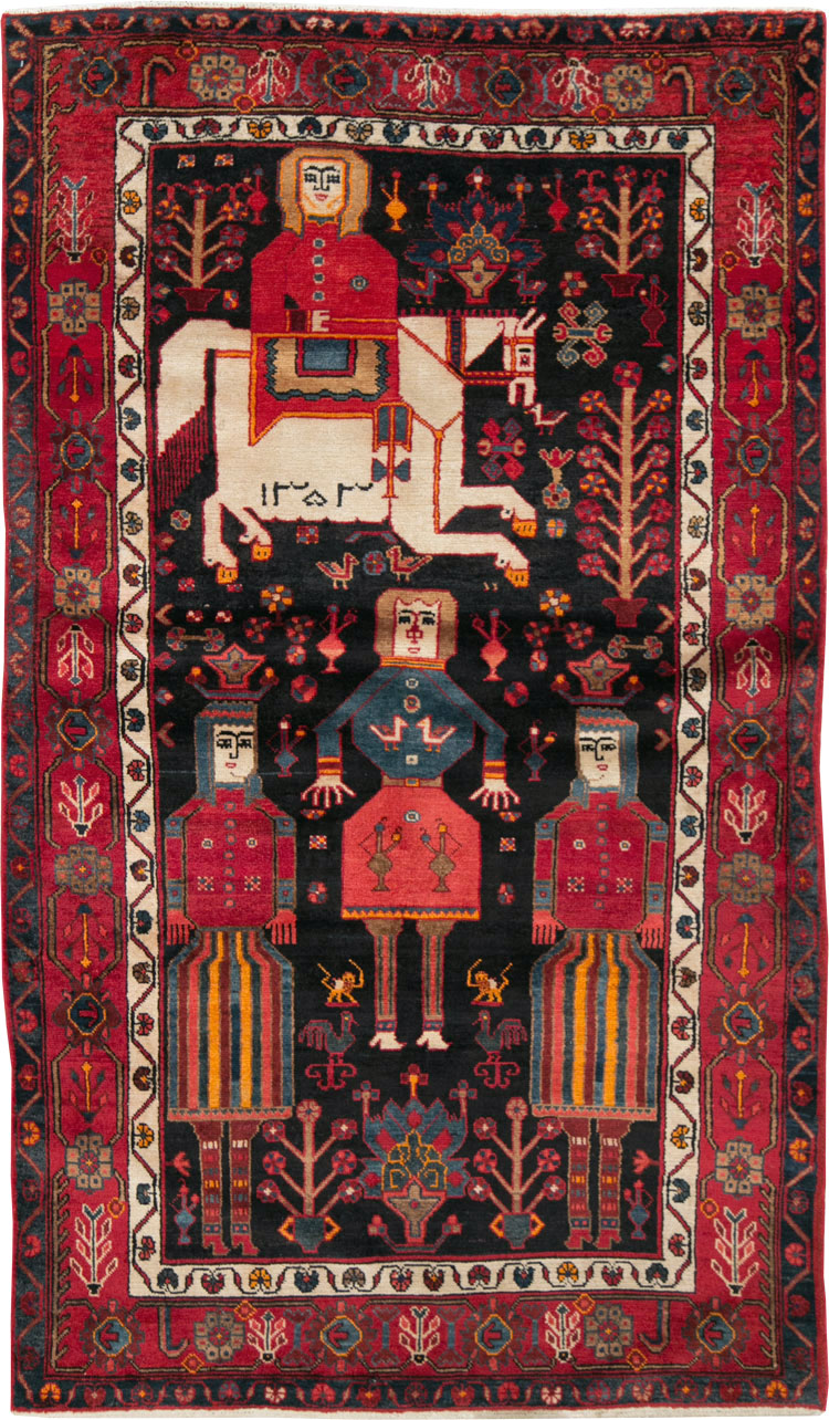Vintage Persian Pictorial Bakhtiari Rug, No.27790 - Galerie Shabab