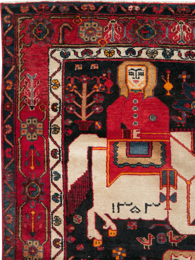 Vintage Persian Pictorial Bakhtiari Rug, No.27790 - Galerie Shabab