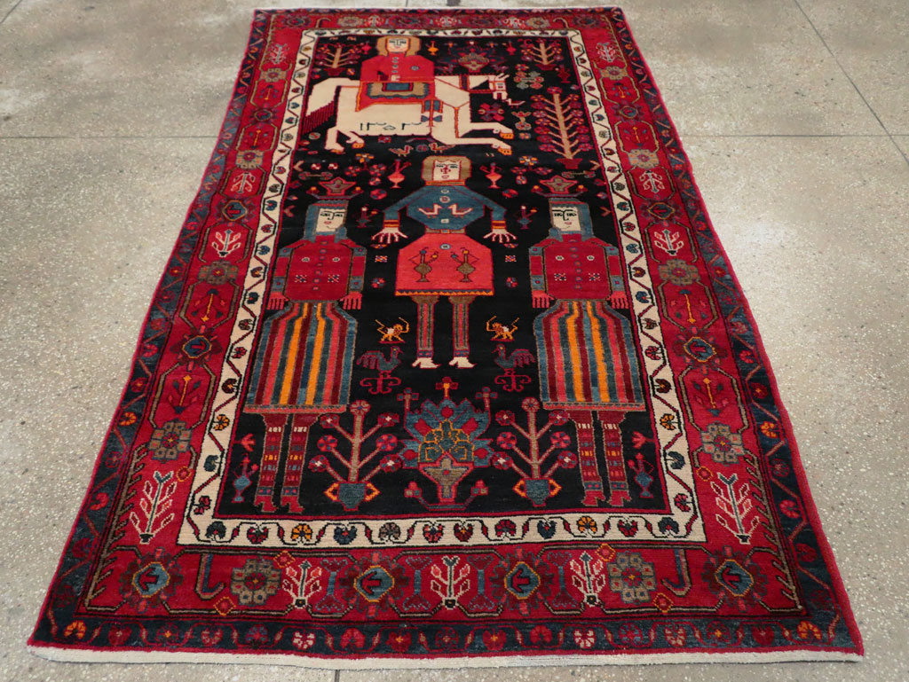 Vintage Persian Pictorial Bakhtiari Rug, No.27790 - Galerie Shabab