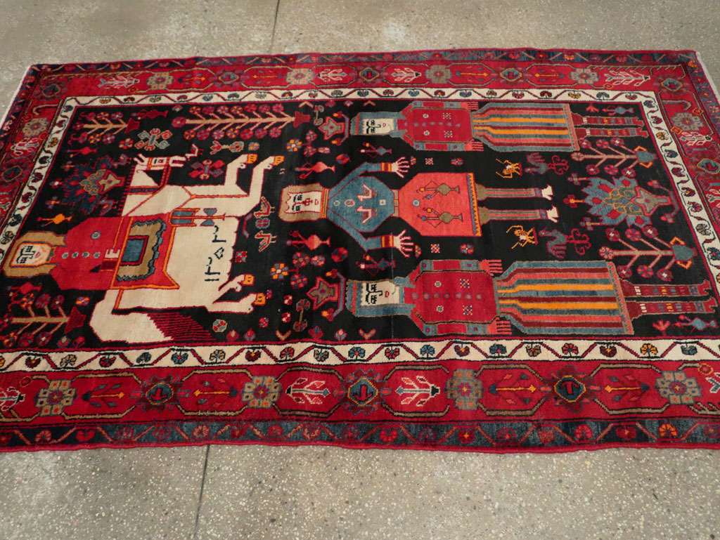 Vintage Persian Pictorial Bakhtiari Rug, No.27790 - Galerie Shabab