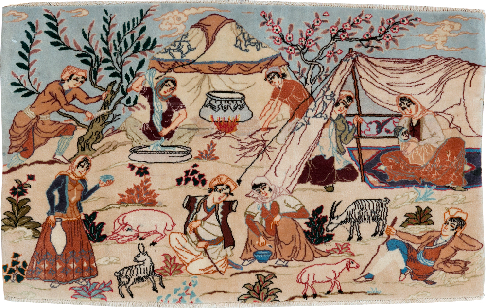 Vintage Persian Tabriz Pictorial Rug, No.27791 - Galerie Shabab