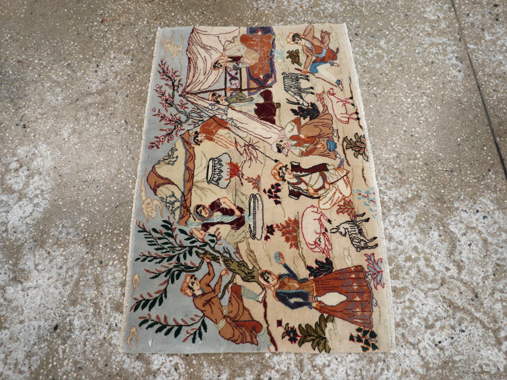 Vintage Persian Tabriz Pictorial Rug, No.27791 - Galerie Shabab