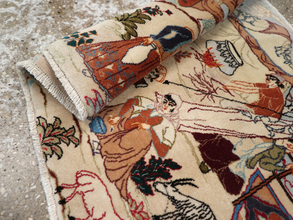 Vintage Persian Tabriz Pictorial Rug, No.27791 - Galerie Shabab