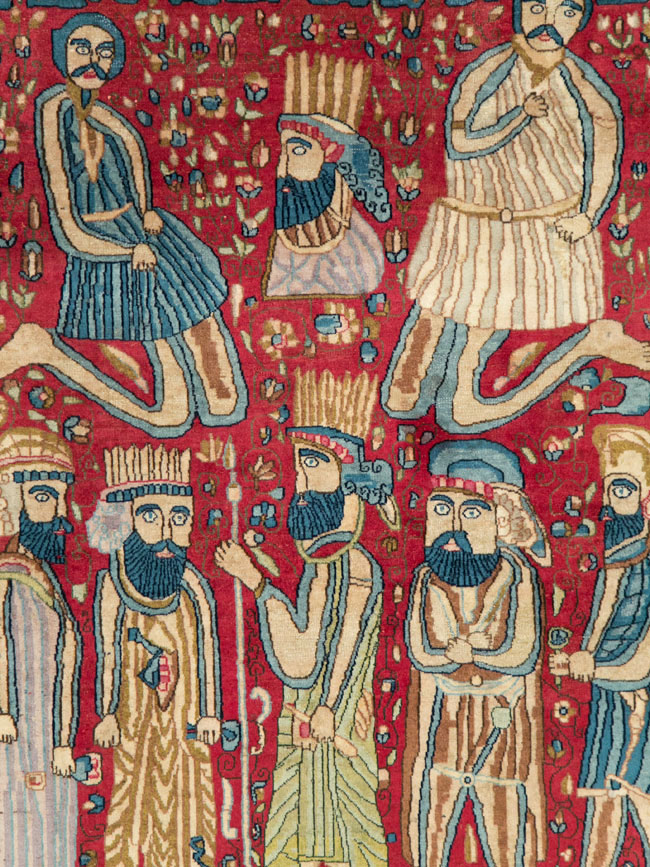 Vintage Persian Kerman Pictorial Accent Rug, No.27792 - Galerie Shabab