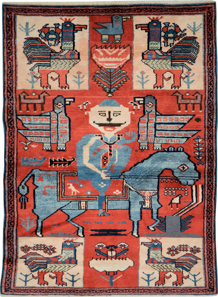 Vintage Pictorial Hamadan Rug, No.27794 - Galerie Shabab