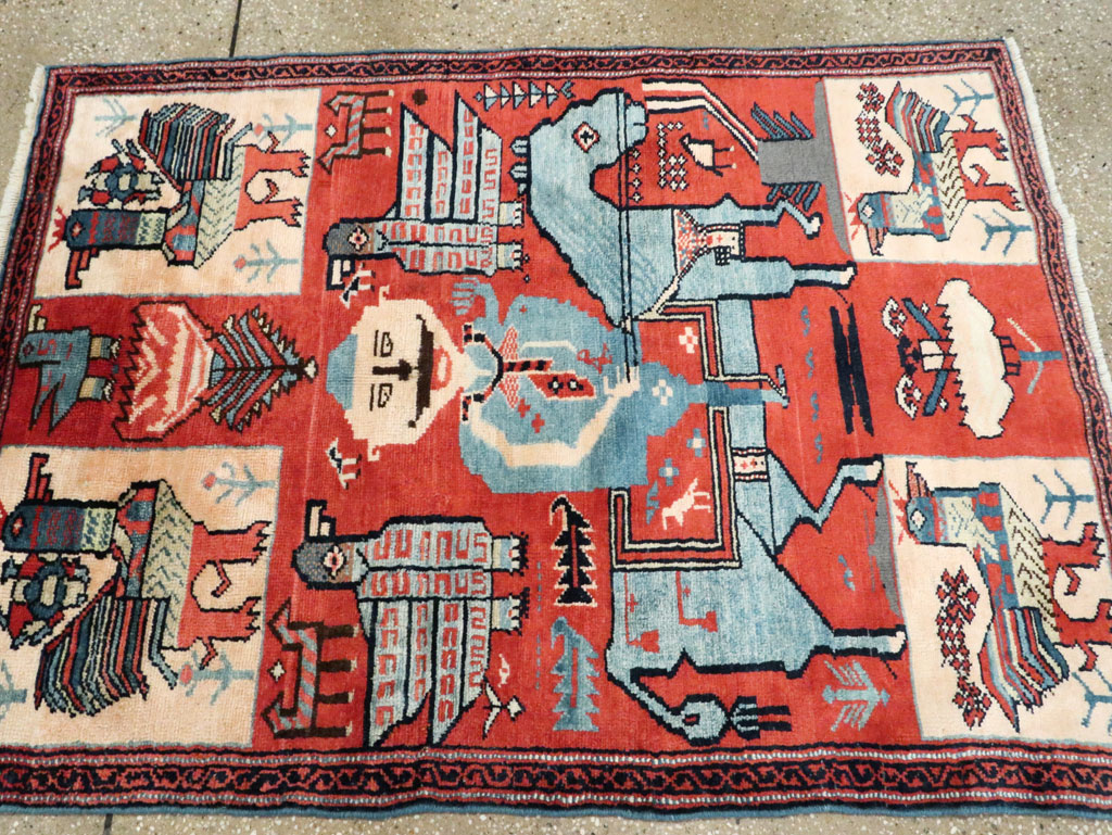 Vintage Pictorial Hamadan Rug, No.27794 - Galerie Shabab
