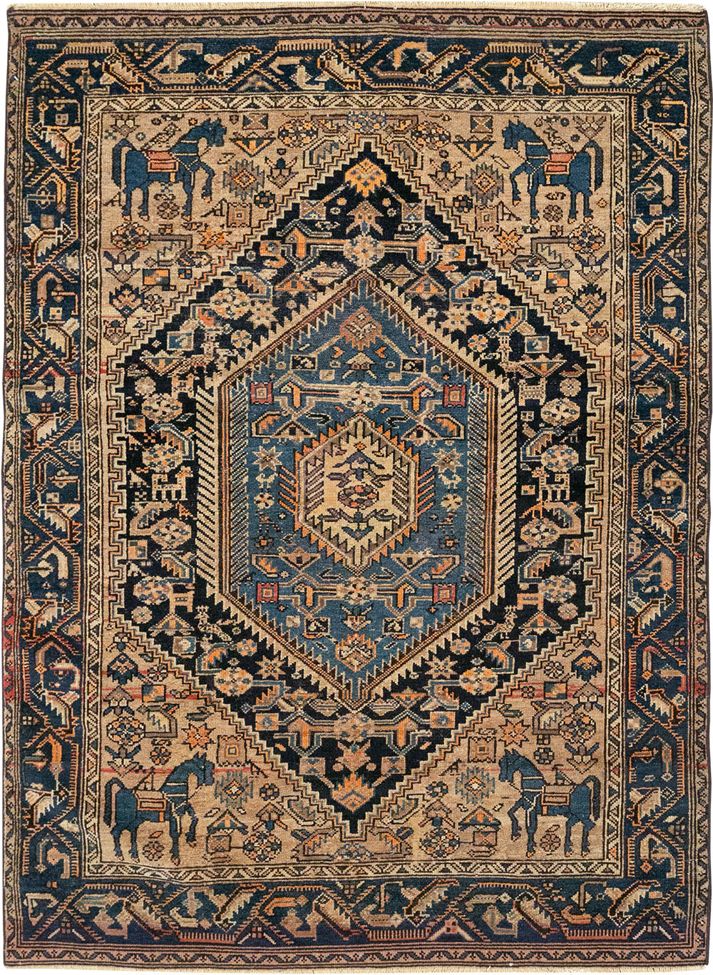 Antique Persian Malayer Pictorial Accent Rug, No.27795 - Galerie Shabab