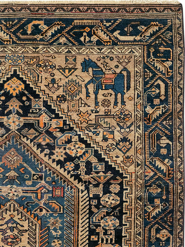 Antique Persian Malayer Pictorial Accent Rug, No.27795 - Galerie Shabab