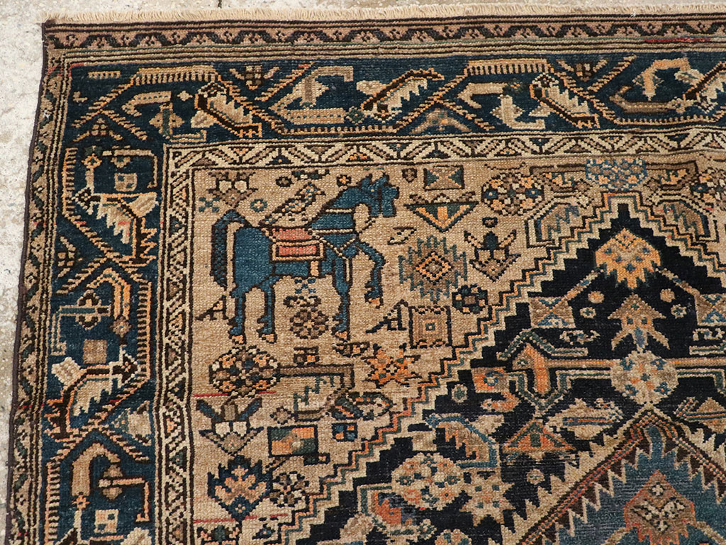 Antique Persian Malayer Pictorial Accent Rug, No.27795 - Galerie Shabab