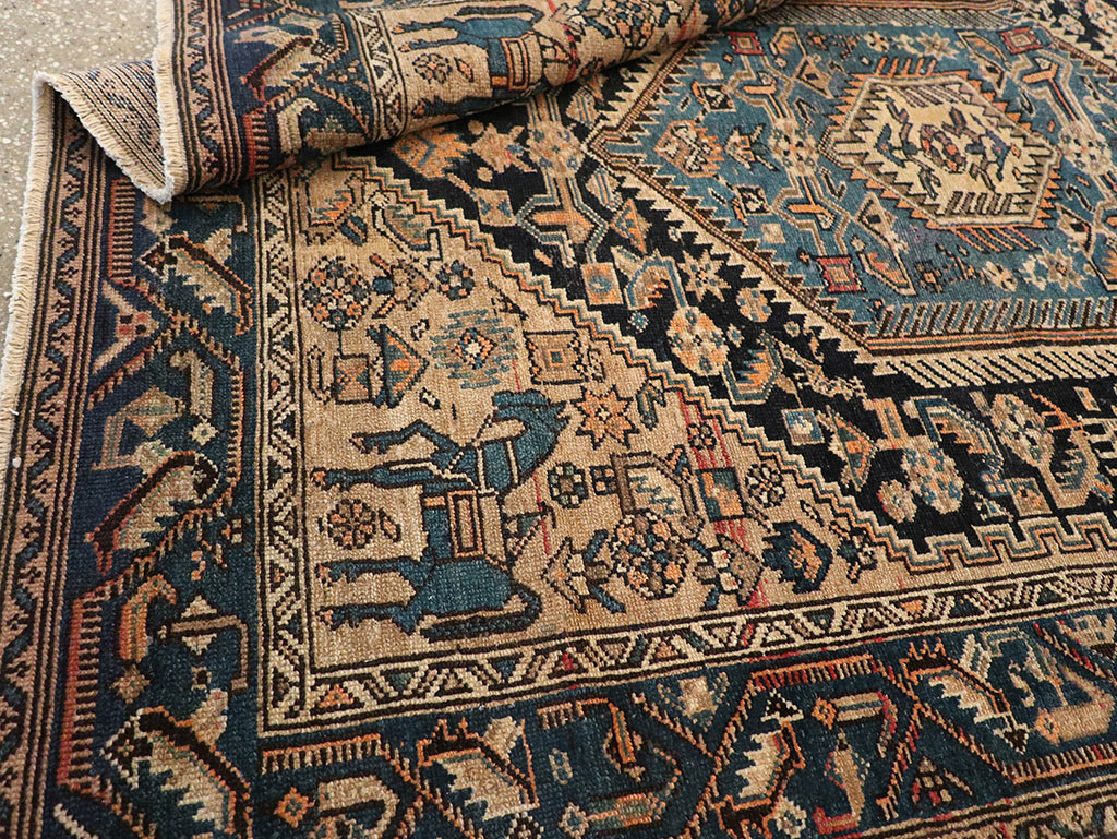 Antique Persian Malayer Pictorial Accent Rug, No.27795 - Galerie Shabab