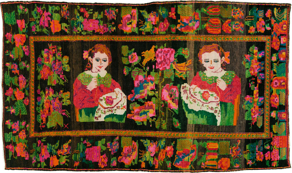 Vintage Pictorial Karabagh Rug, No.27809 - Galerie Shabab