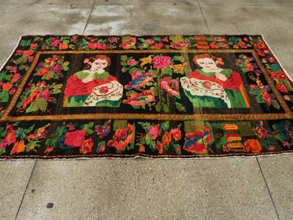 Vintage Pictorial Karabagh Rug, No.27809 - Galerie Shabab