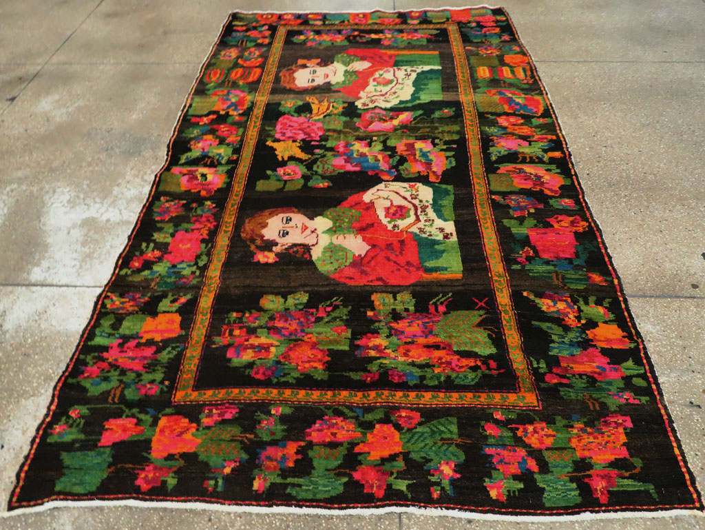 Vintage Pictorial Karabagh Rug, No.27809 - Galerie Shabab