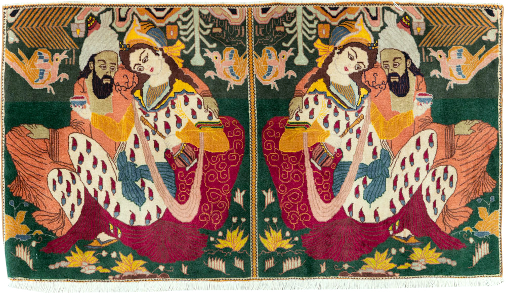 Vintage Persian Tabriz Pictorial Rug, No.27810 - Galerie Shabab