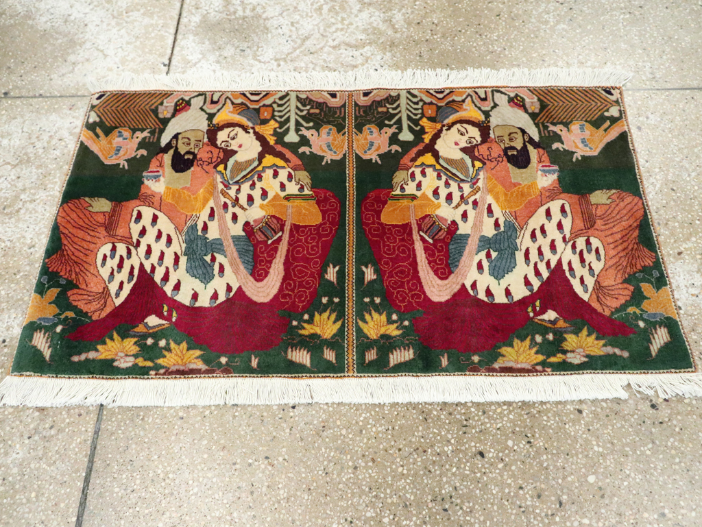 Vintage Persian Tabriz Pictorial Rug, No.27810 - Galerie Shabab