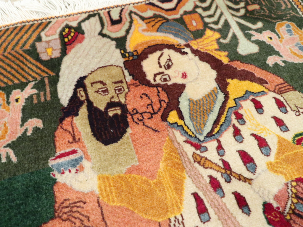 Vintage Persian Tabriz Pictorial Rug, No.27810 - Galerie Shabab