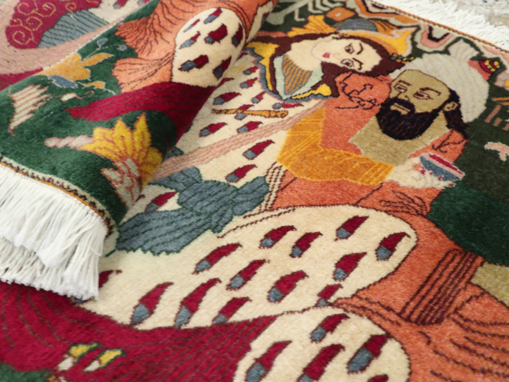 Vintage Persian Tabriz Pictorial Rug, No.27810 - Galerie Shabab