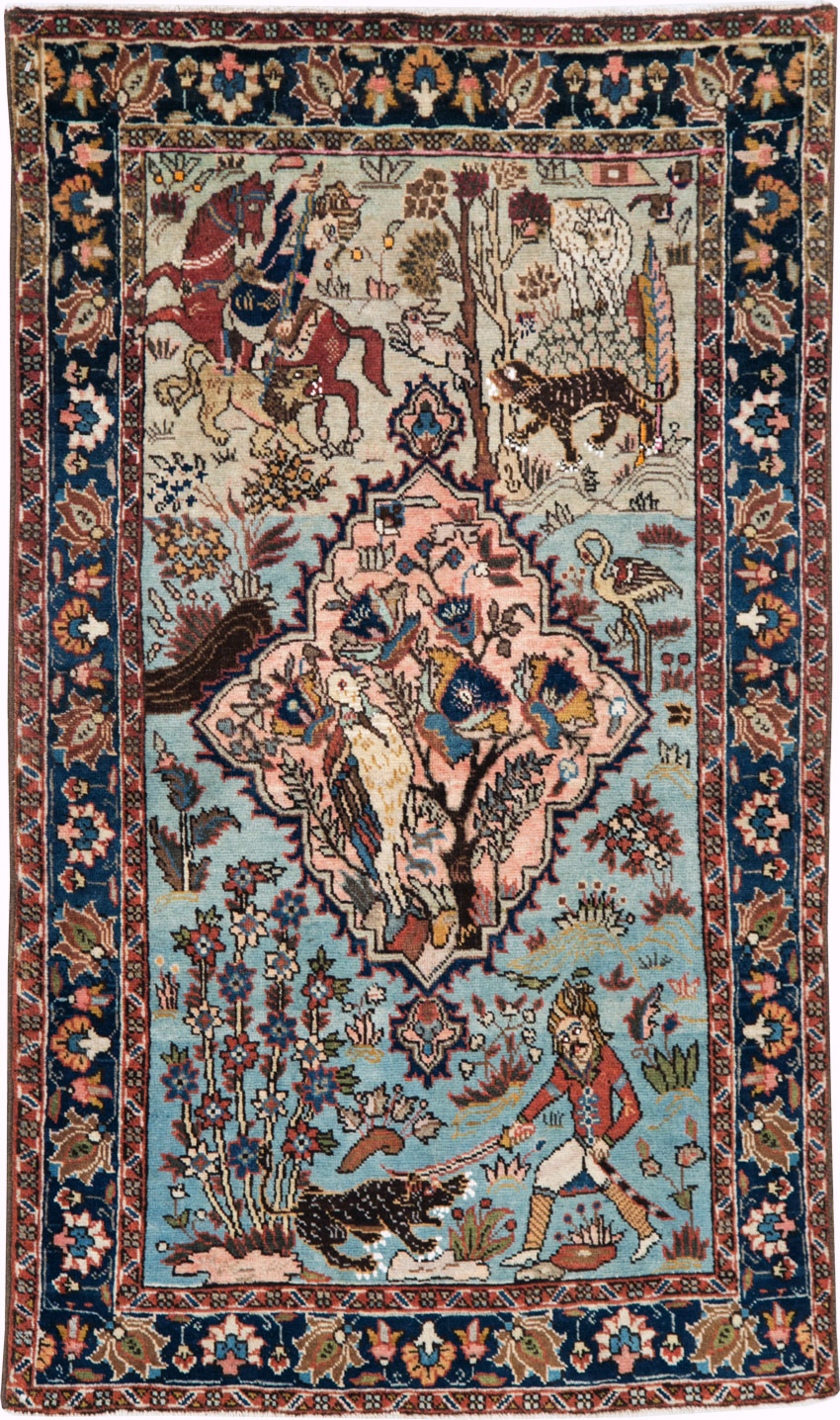 Vintage Persian Tabriz Pictorial Rug, No.27811 - Galerie Shabab