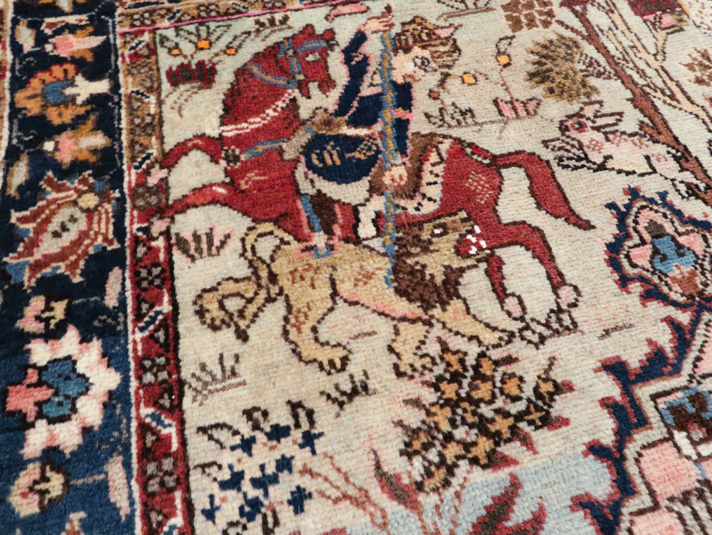 Vintage Persian Tabriz Pictorial Rug, No.27811 - Galerie Shabab
