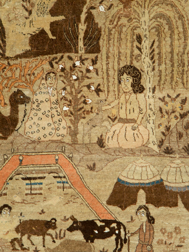 Antique Persian Pictorial Tabriz Rug, No.27817 - Galerie Shabab