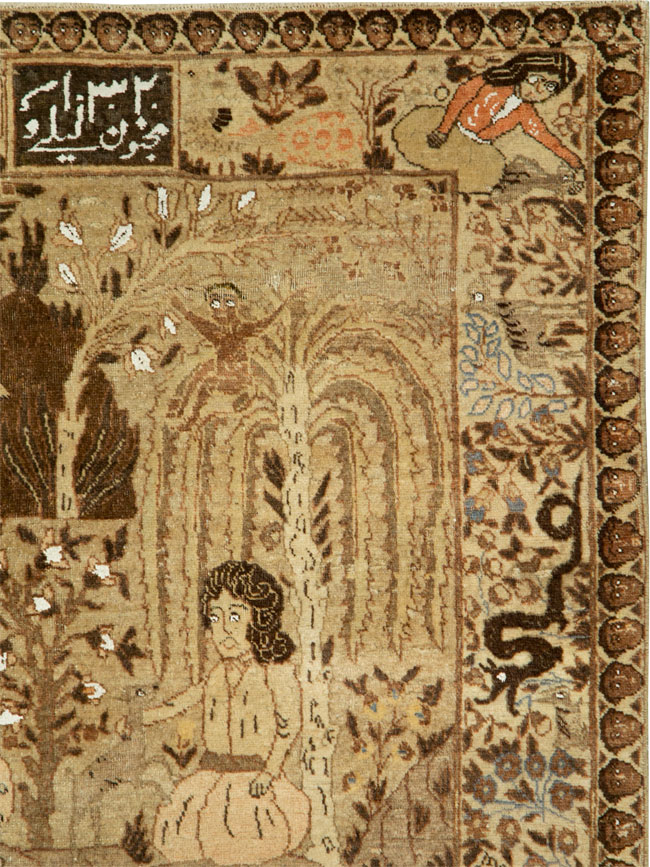 Antique Persian Pictorial Tabriz Rug, No.27817 - Galerie Shabab