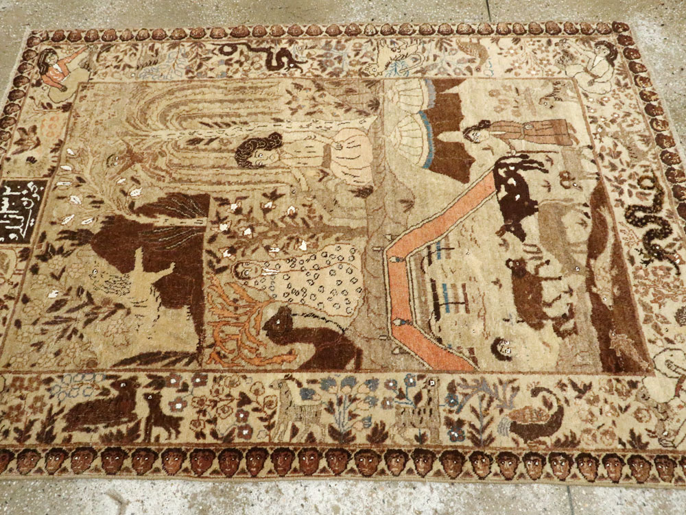 Antique Persian Pictorial Tabriz Rug, No.27817 - Galerie Shabab