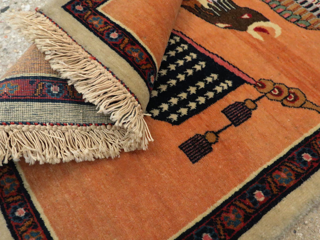 Antique Persian Kashan Flag Pictorial Rug, No.27823 - Galerie Shabab