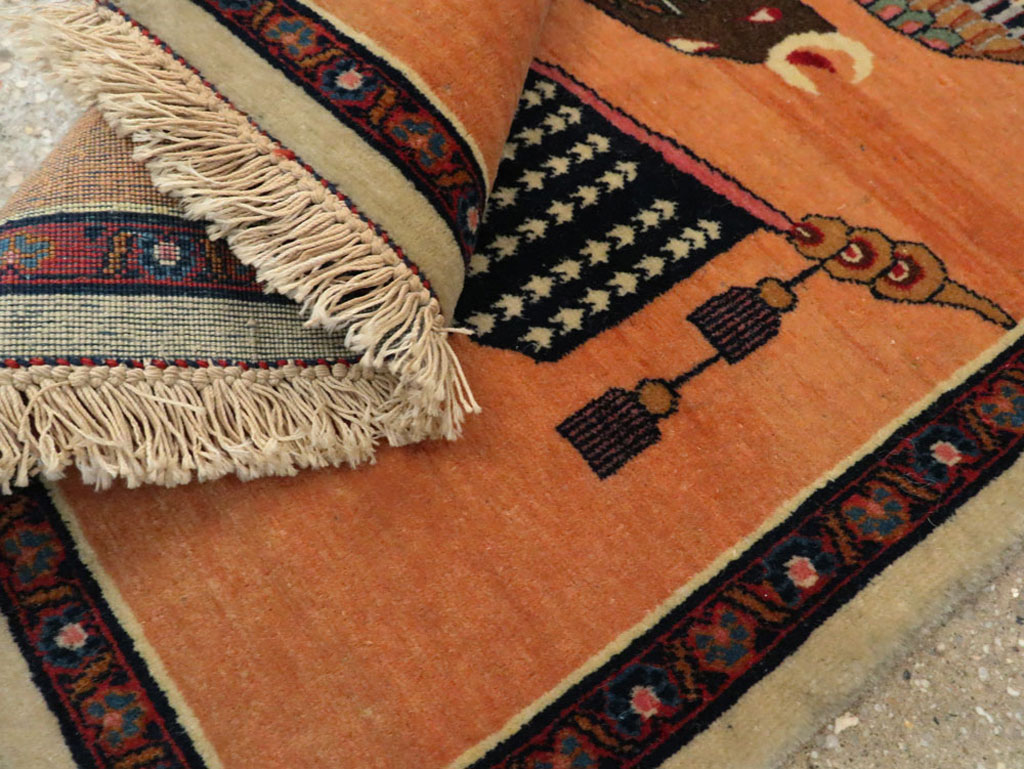 Antique Persian Kashan Flag Pictorial Rug, No.27823 - Galerie Shabab