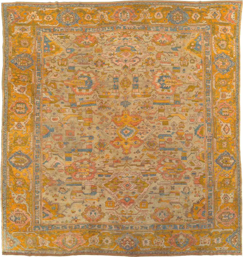 Antique Turkish Oushak Square Carpet, No.27824 - Galerie Shabab