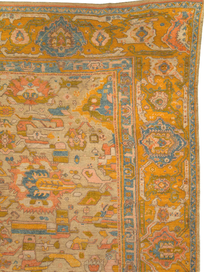Antique Turkish Oushak Square Carpet, No.27824 - Galerie Shabab