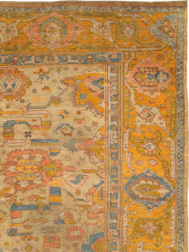 Antique Turkish Oushak Square Carpet, No.27824 - Galerie Shabab