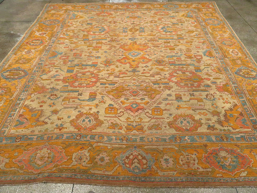 Antique Turkish Oushak Square Carpet, No.27824 - Galerie Shabab
