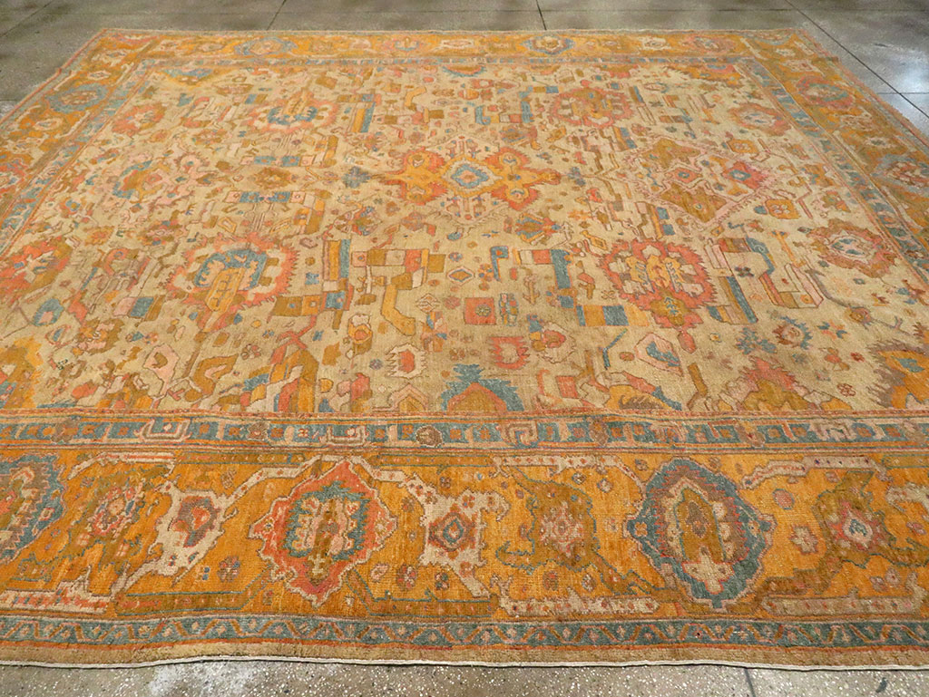 Antique Turkish Oushak Square Carpet, No.27824 - Galerie Shabab
