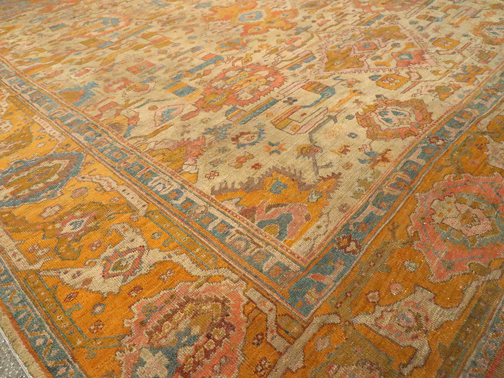 Antique Turkish Oushak Square Carpet, No.27824 - Galerie Shabab