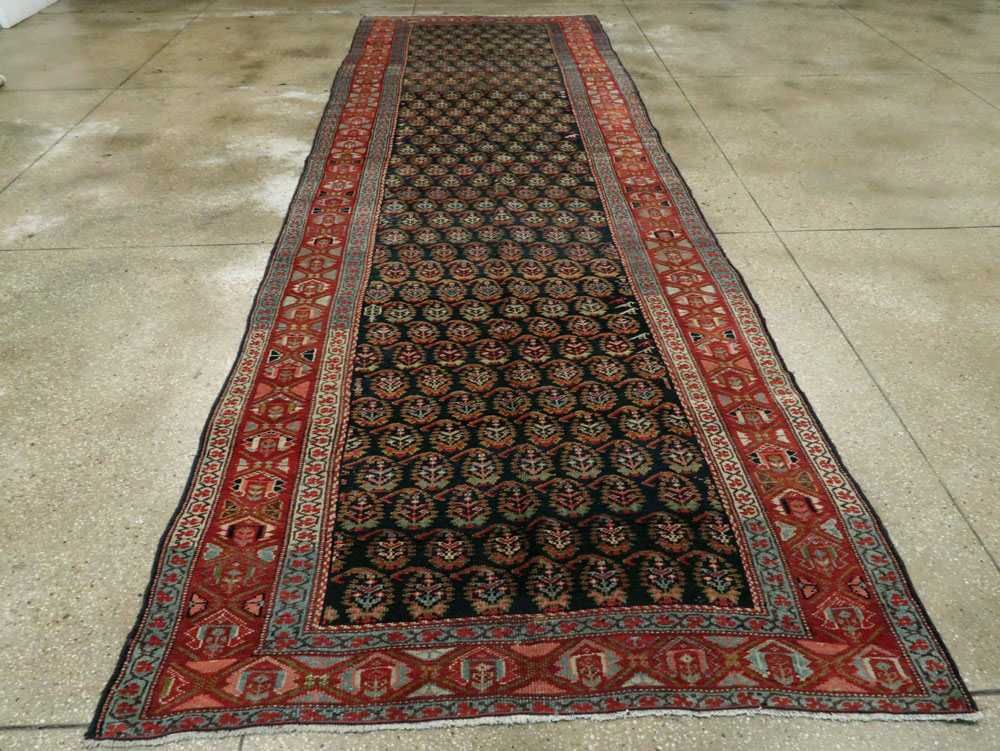 Antique Persian Kurdish Wide Gallery Runner, No.27826 - Galerie Shabab