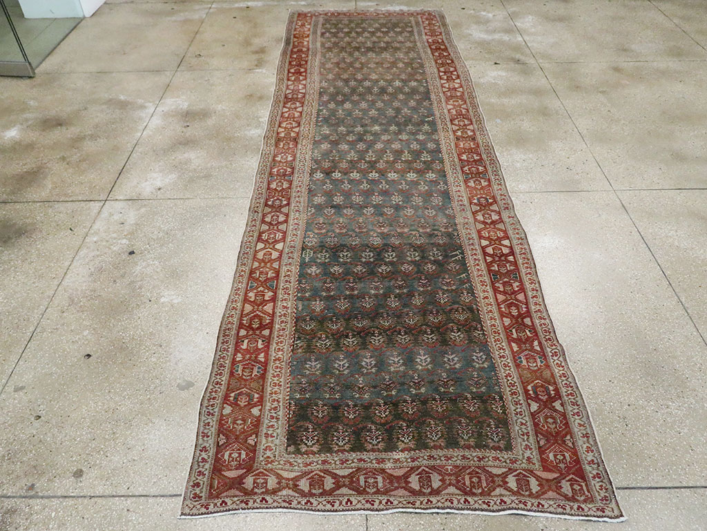 Antique Persian Kurdish Wide Gallery Runner, No.27826 - Galerie Shabab