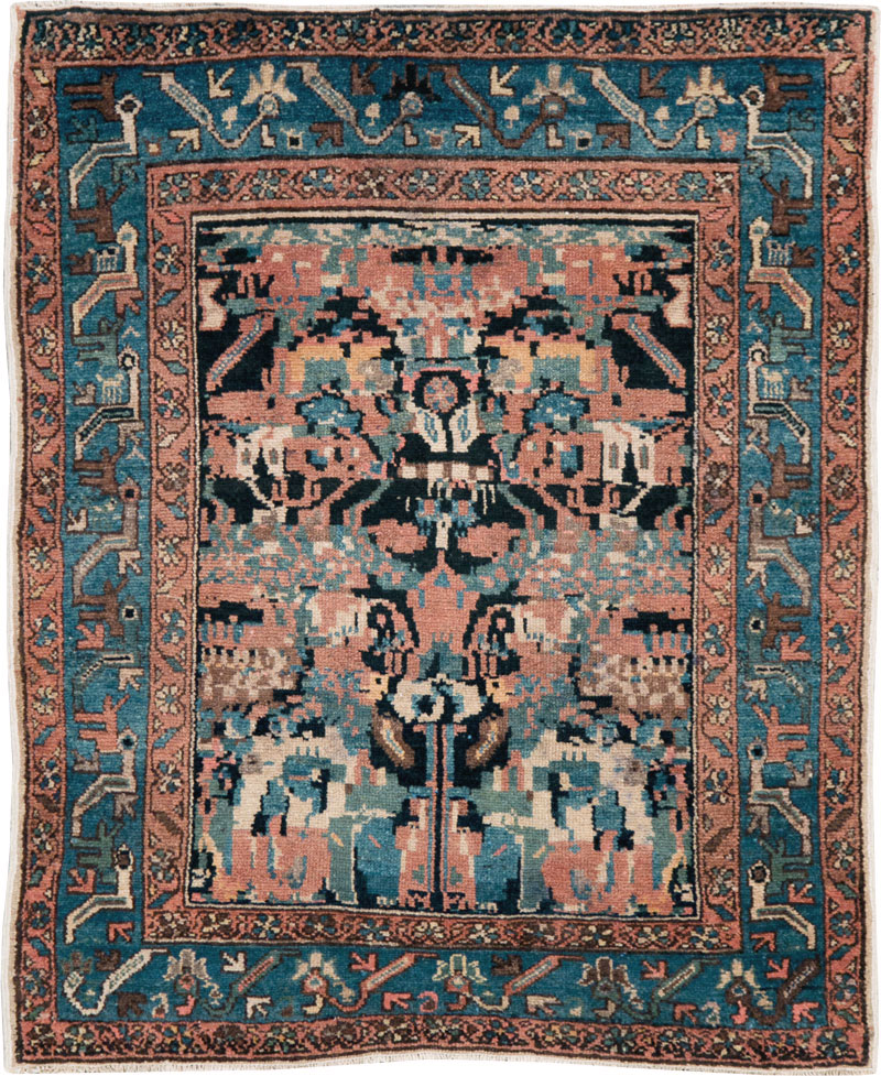 Antique Persian Malayer Square Throw Rug, No.27833 - Galerie Shabab