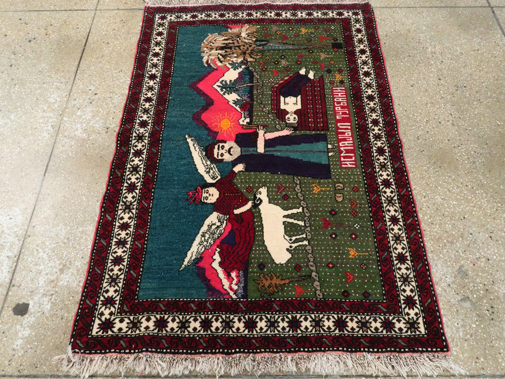 Vintage Pictorial Karabagh Rug, No.27842 - Galerie Shabab
