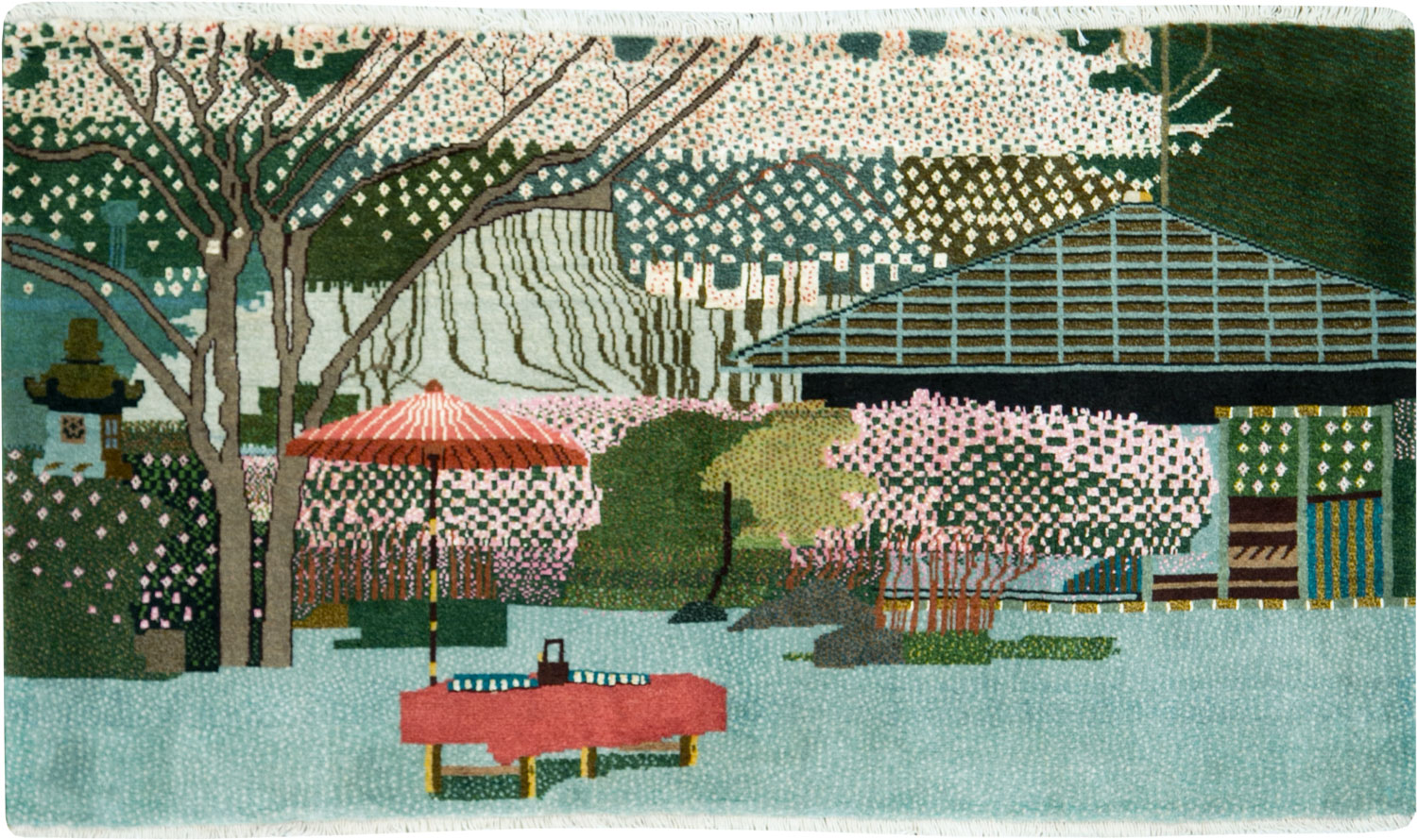 Vintage Persian Tabriz Pictorial Throw Rug, No.27914 - Galerie Shabab