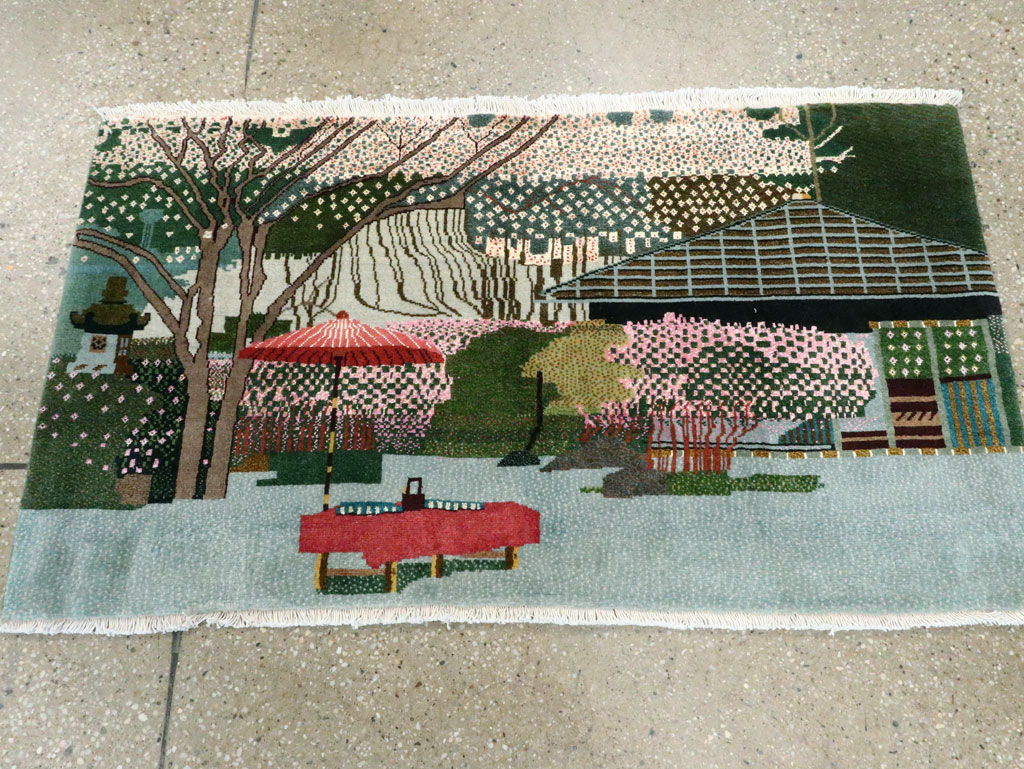 Vintage Persian Tabriz Pictorial Throw Rug, No.27914 - Galerie Shabab