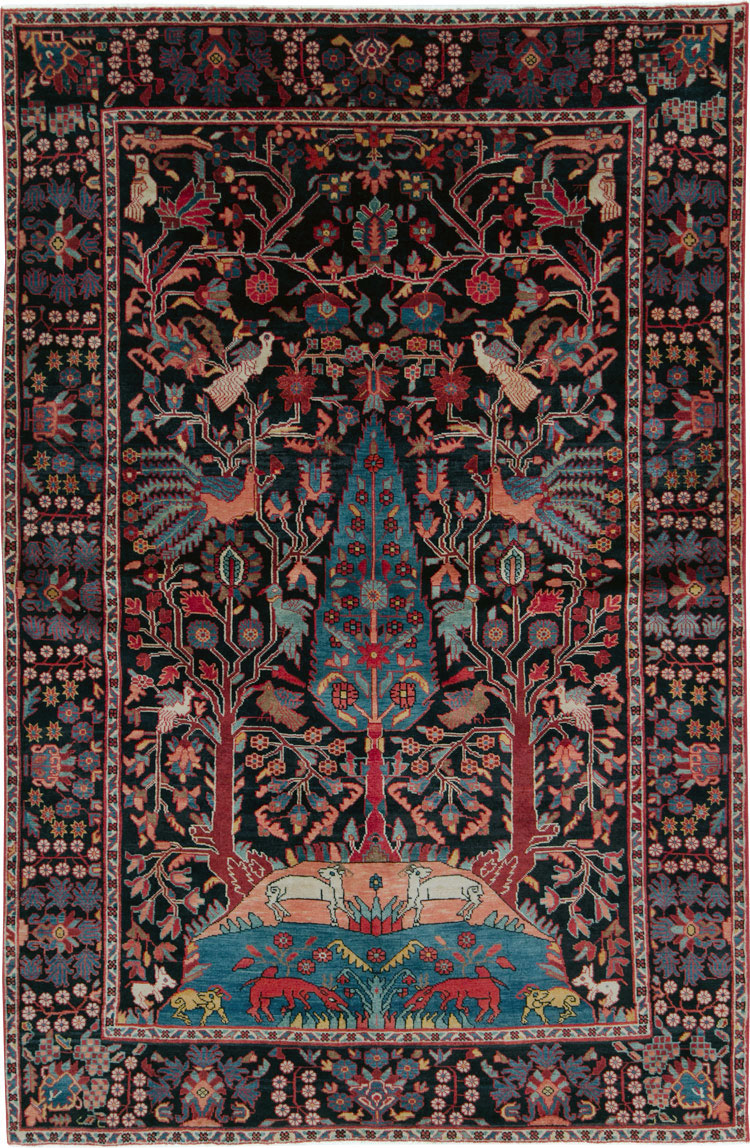Vintage Persian Hamadan Pictorial Accent Rug, No.27923 - Galerie Shabab