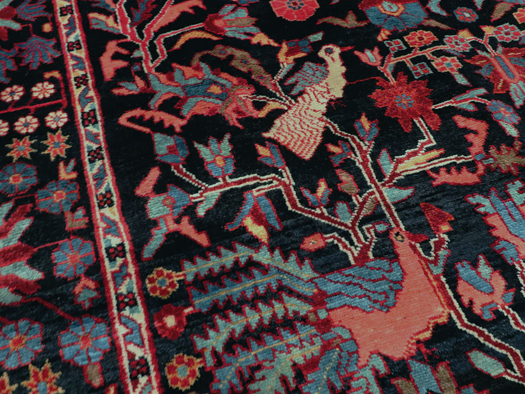 Vintage Persian Hamadan Pictorial Accent Rug, No.27923 - Galerie Shabab