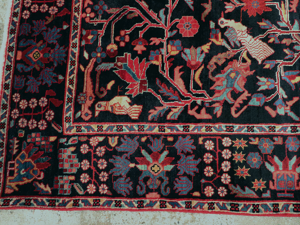 Vintage Persian Hamadan Pictorial Accent Rug, No.27923 - Galerie Shabab
