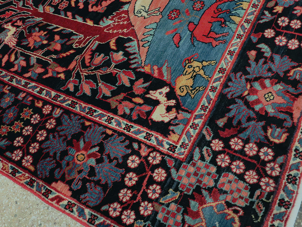 Vintage Persian Hamadan Pictorial Accent Rug, No.27923 - Galerie Shabab