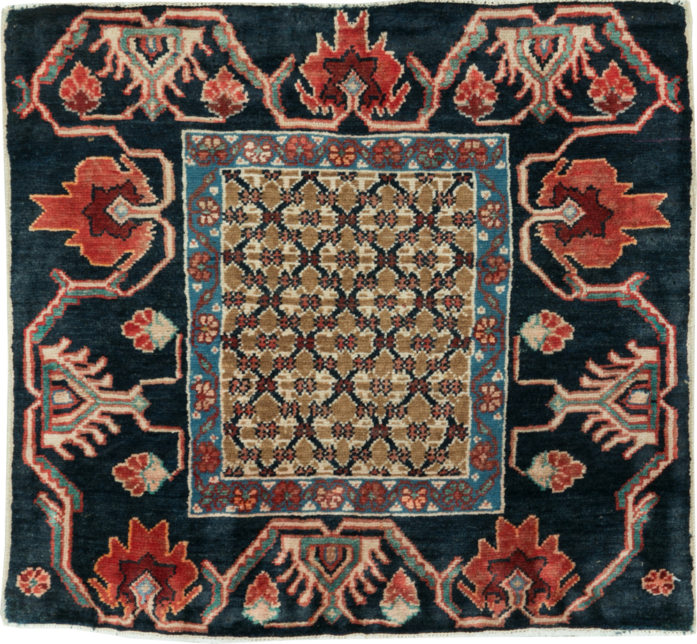 Vintage Persian Serab Square Throw Rug, No.27928 - Galerie Shabab