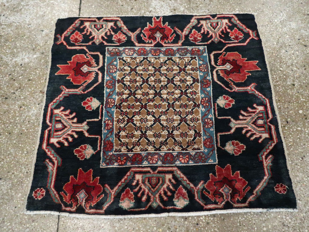 Vintage Persian Serab Square Throw Rug, No.27928 - Galerie Shabab