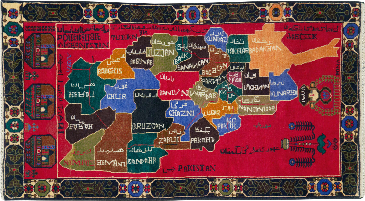 Vintage Scandinavian Map Rug, No.27945 - Galerie Shabab