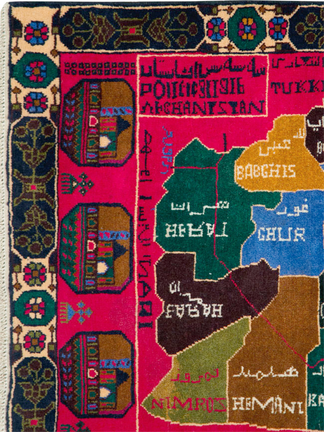 Vintage Scandinavian Map Rug, No.27945 - Galerie Shabab