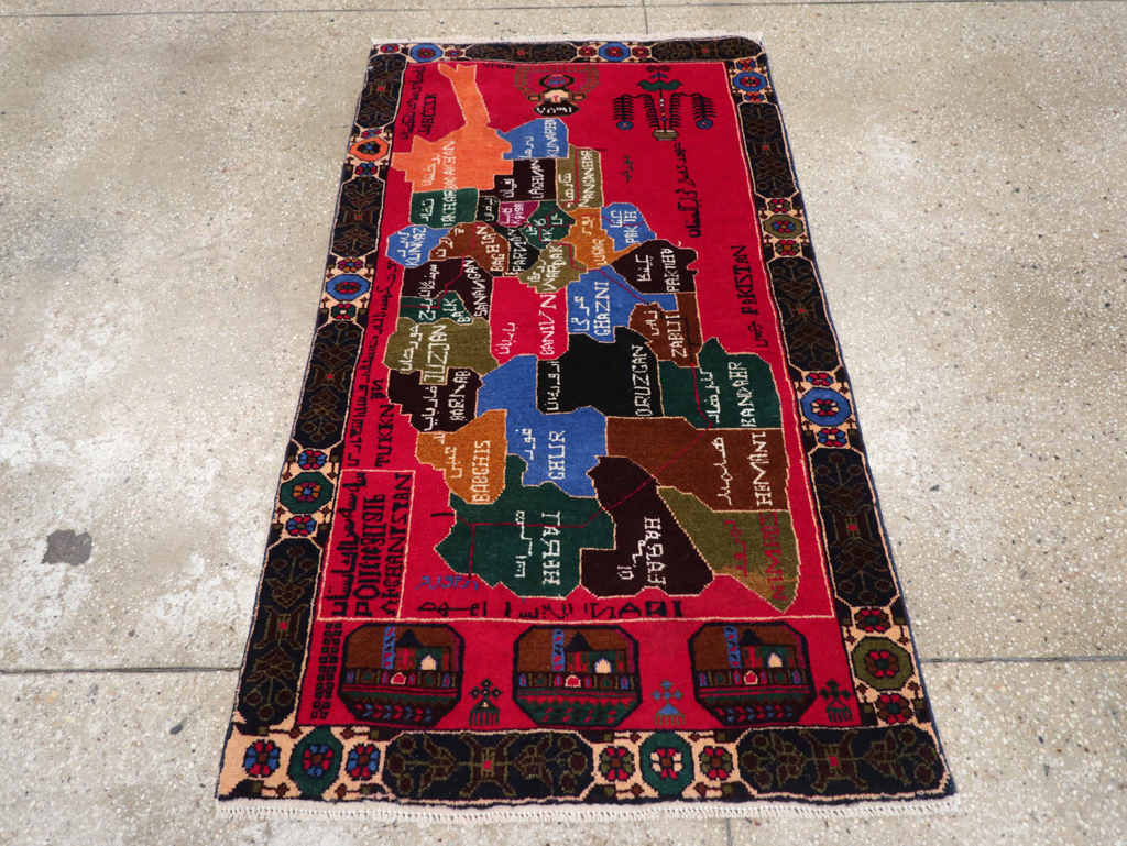 Vintage Scandinavian Map Rug, No.27945 - Galerie Shabab