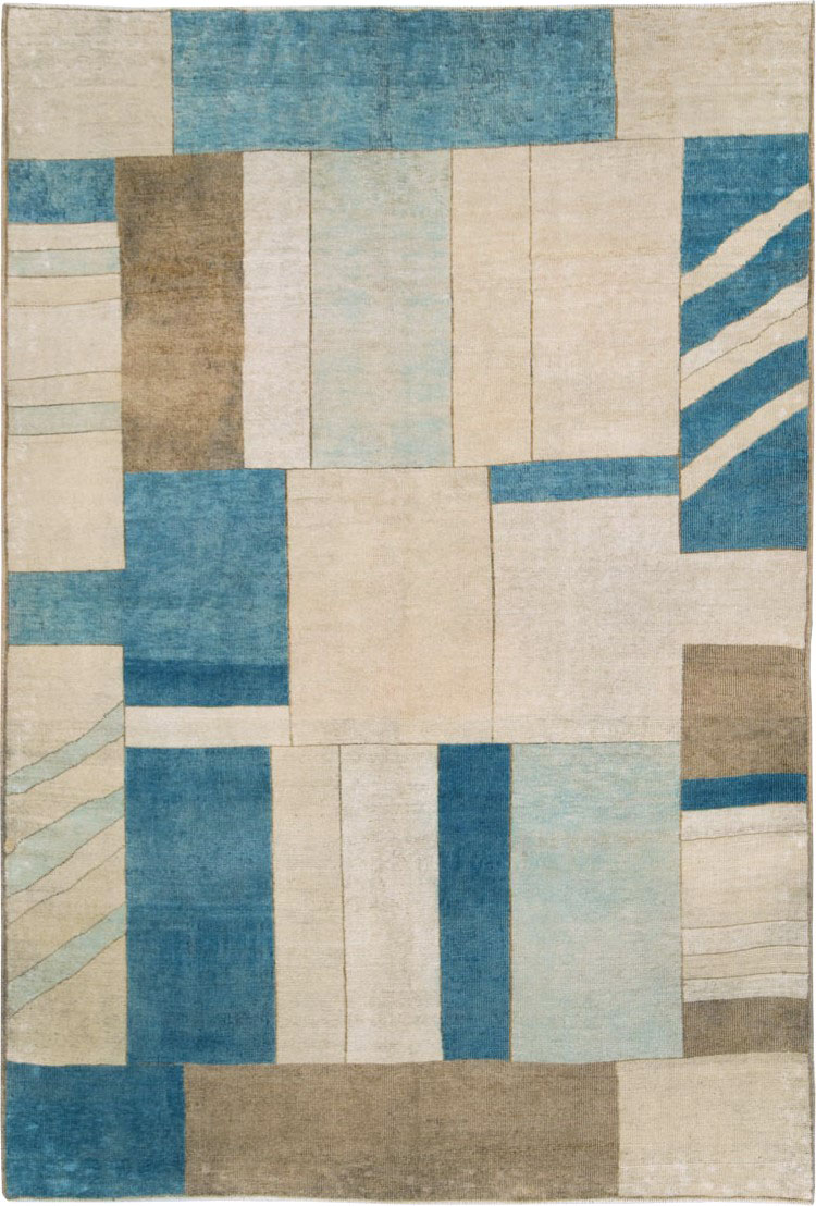 Vintage Turkish Anatolian Art Deco Accent Rug Inspired By Edward McKnight Kauffer, No.27948 - Galerie Shabab